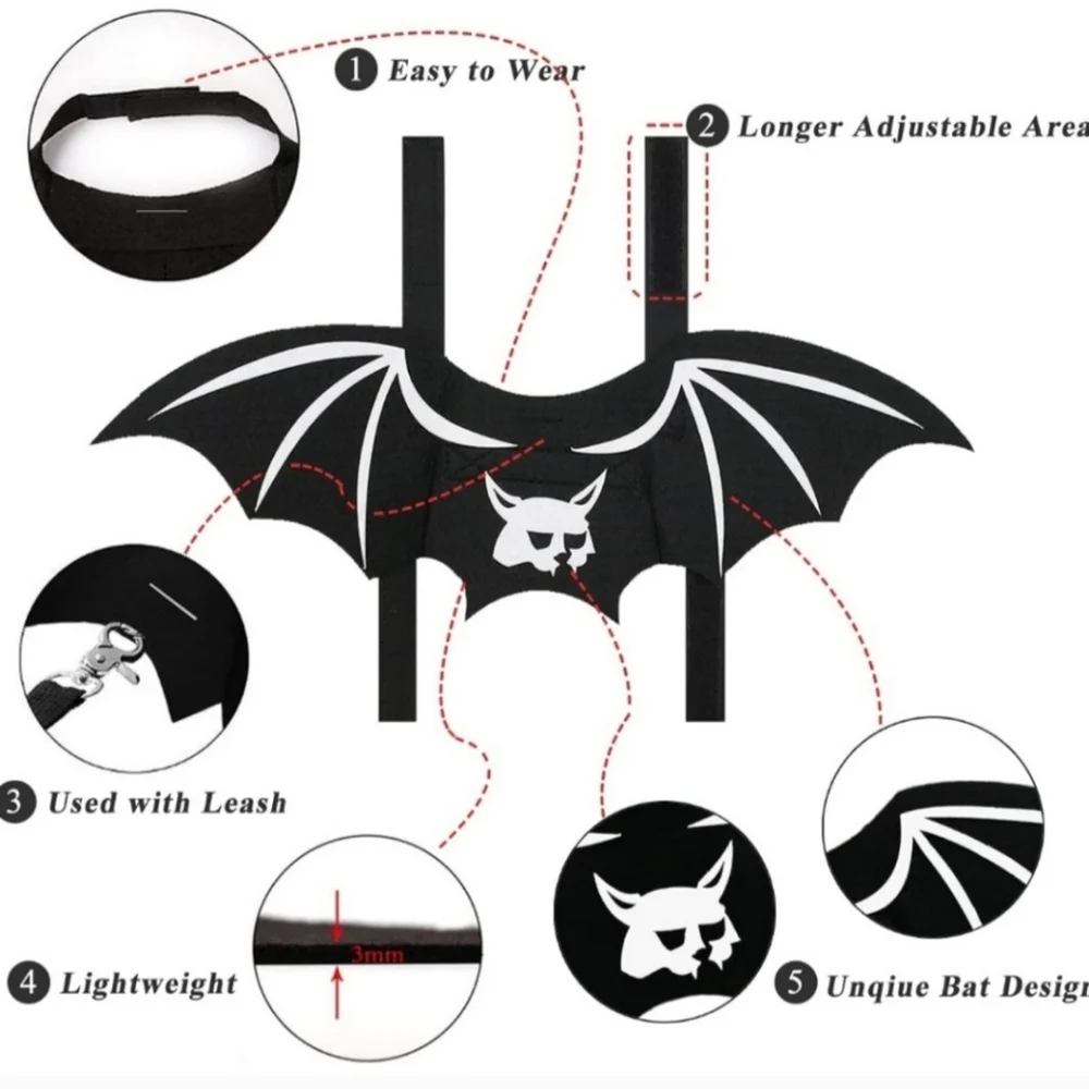 Goth lightweight bat wings for cat or small dog nwt - Picture 4 of 6